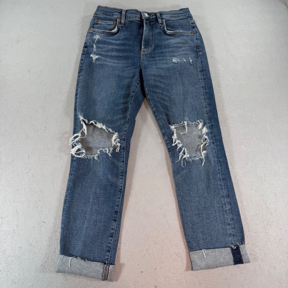 AGOLDE Jamie Distressed Straight Jeans‎ Womens 27 High Rise Denim